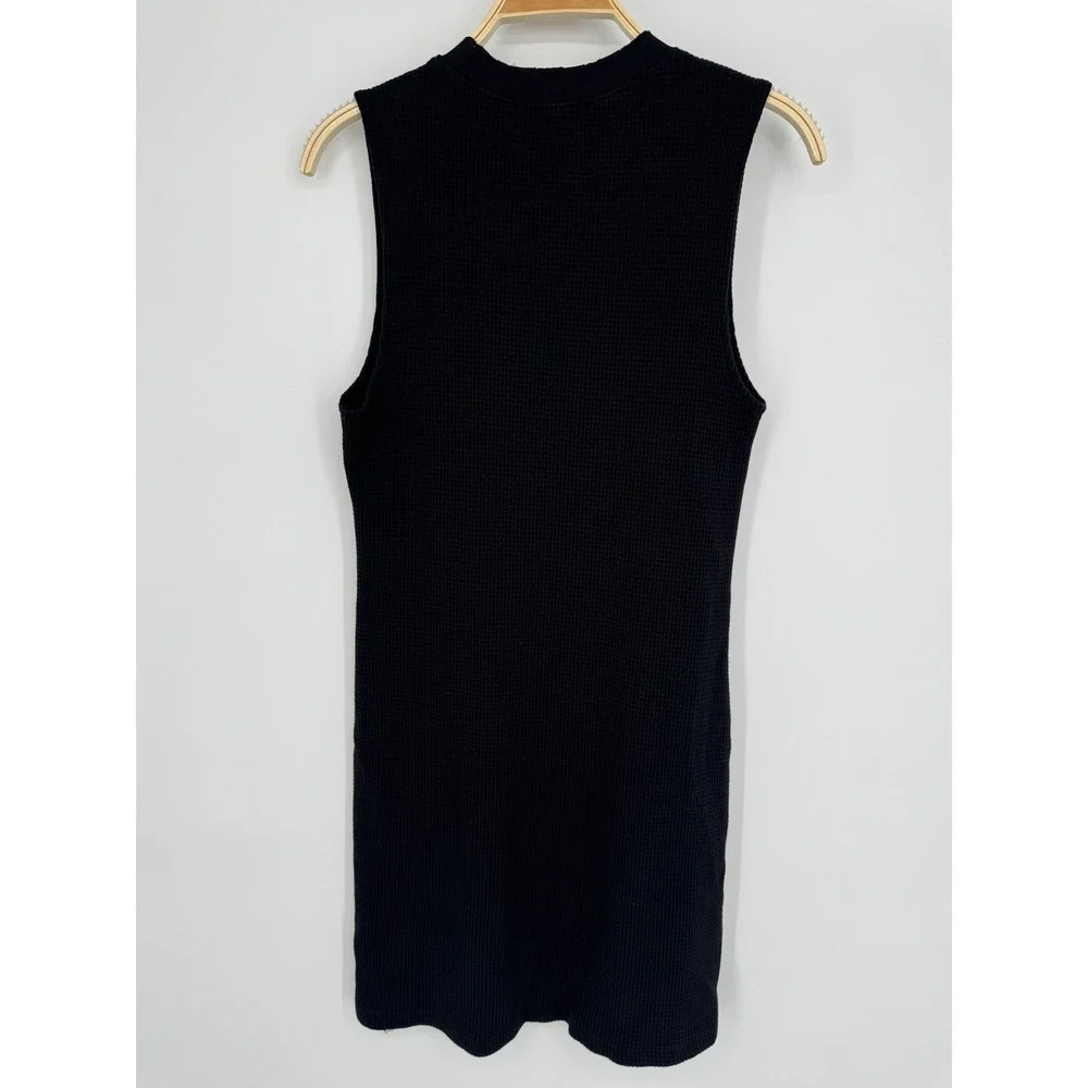 Cotton Citizen Monaco Waffle Knit Tank Dress Medium Black‎ Minimalist Casual - Picture 5 of 9